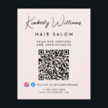 Business Signature Script QR Code Promotional Pink Flyer<br><div class="desc">Chic light pink promotional flyer for your business featuring your name showcased in a stylish signature script and business type below in simple modern lettering. Input your website address to create a QR code for customers and clients to scan for appointments, products, services, hours, etc. Add your instagram and facebook...</div>