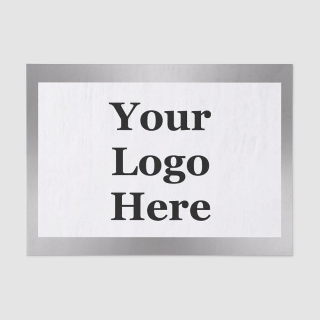 Business Silver and White Elegant Your Logo Here Tissue Paper (Front)