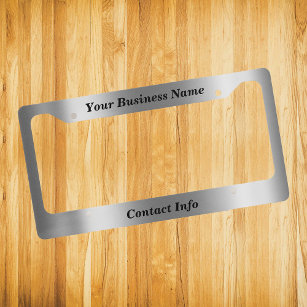 Business Silver Metal Look Contact Custom Licence Plate Frame