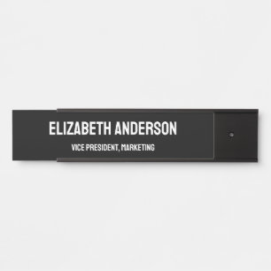 Business Simple Employee's Name & Job Title Black Door Sign