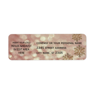 Business simple / insert logo bokeh snowflake return address label