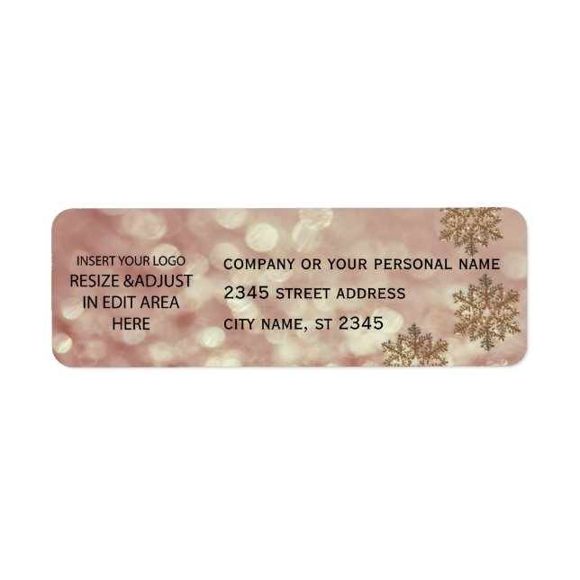 Business simple / insert logo bokeh snowflake return address label (Front)