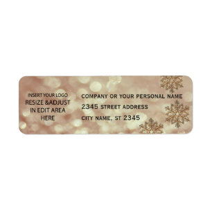 Business simple / insert logo bokeh snowflake return address label