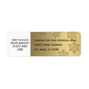 Business simple / insert logo golden snowflake return address label