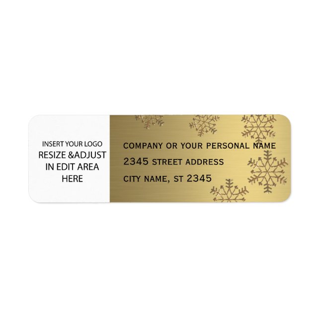 Business simple / insert logo golden snowflake return address label (Front)