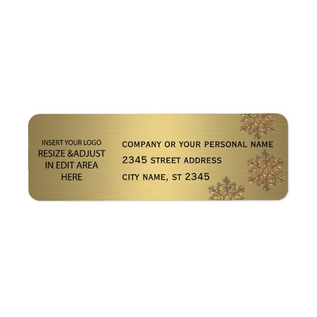Business simple / insert logo golden snowflake return address label (Front)