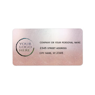 Business simple / insert logo rose gold glittery label