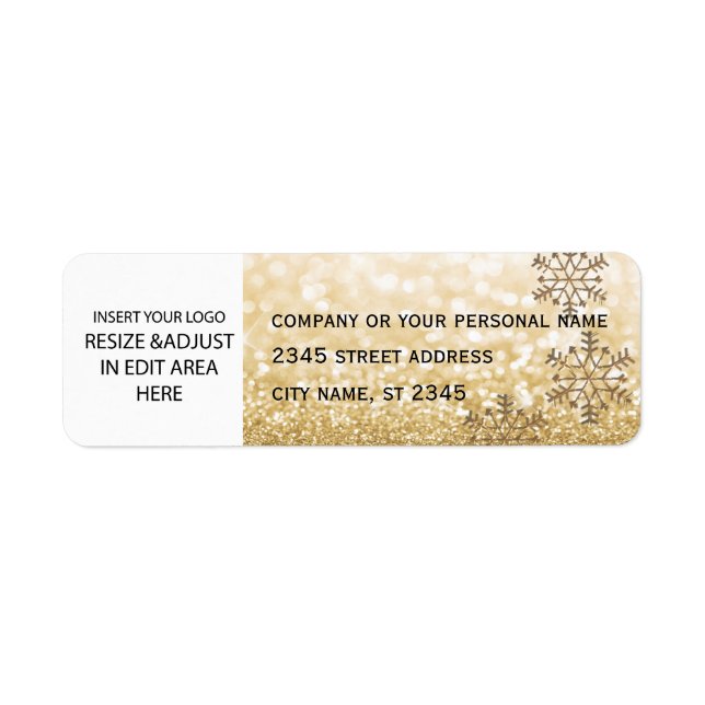 Business simple / insert logo sparkle snowflake return address label (Front)