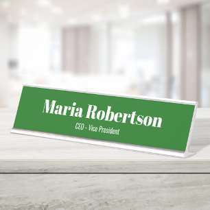 Business Simple Minimalist Green Desk Name Plate