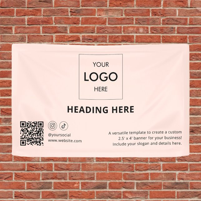 Business Social Media QR Code  Advertising Blush Banner (Creator Uploaded)