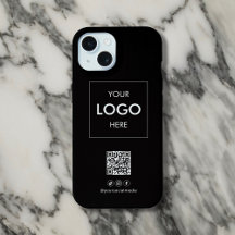 Business Social Media QR Code Black iPhone 15 Case