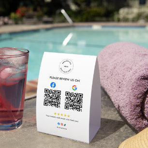 Business Social Review Pedestal Sign with Qr Code