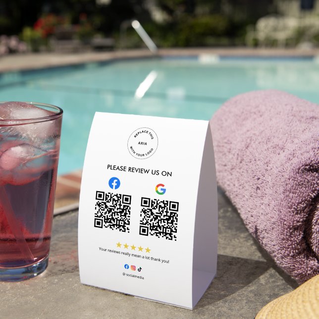 Business Social Review Pedestal Sign with Qr Code (Insitu(On Table))