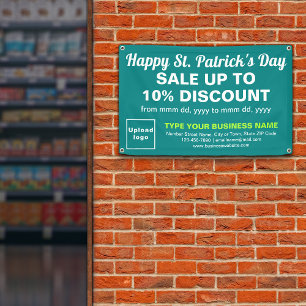 Business St. Patrick Sale on Teal Green Rectangle Banner