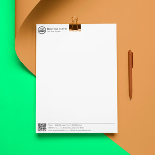 Business Stationary Template With Logo And QR Code Custom Letterhead