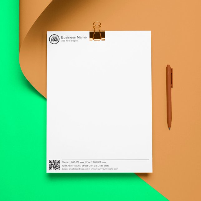 Business Stationary Template With Logo And QR Code Custom Letterhead (Creator Uploaded)