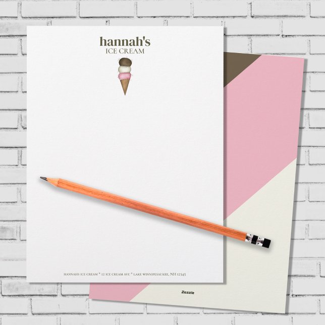 Business Stationery Ice Cream Custom  Letterhead (Hannah's Ice Cream custom stationery template. )