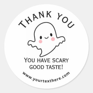 Business stickers - thank you with cute ghost