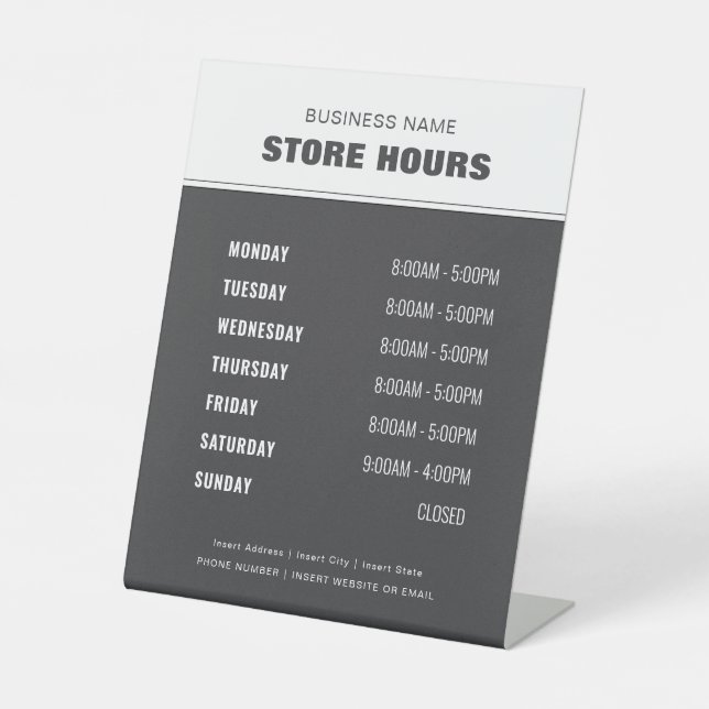 Business Store Hours Professional Modern Pedestal  Pedestal Sign (Front)