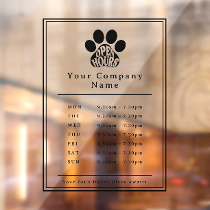 Business Storefront Open Hours Black Paw Print