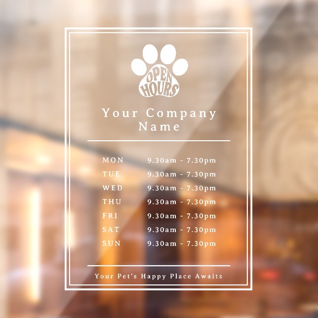 Business Storefront Open Hours Paw Print (Sheet 2)