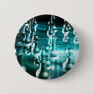 Business Strategy with a Chess Board Concept 6 Cm Round Badge
