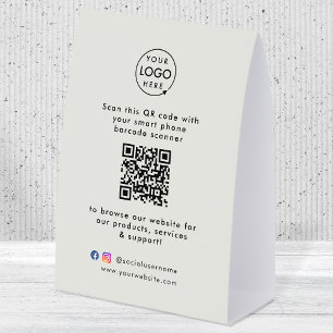 Business Table Tent QR Display Tabletop Sign
