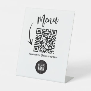Business Tabletop QR Code Modern Logo Menu Pedestal Sign