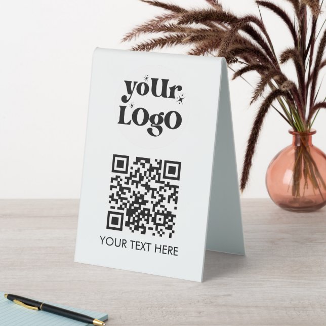 Business Tabletop QR Code Modern Logo White (In SItu (Table))