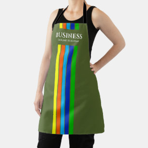 Business Tagline Modern Vertical Stripes Green Apron