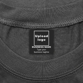 Business Tagline on Black Square Iron On Label