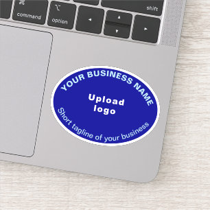 Business Tagline on Blue Oval Shape Vinyl Sticker