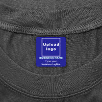 Business Tagline on Blue Square Iron On Label