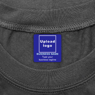 Business Tagline on Blue Square Iron On Label