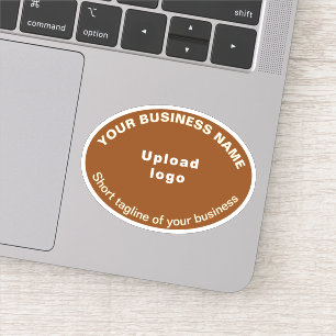 Business Tagline on Brown Oval Shape Vinyl Sticker