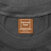 Business Tagline on Brown Square Iron On Label