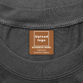 Business Tagline on Brown Square Iron On Label