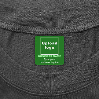 Business Tagline on Green Square Iron On Label