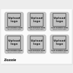 Business Tagline on Grey Square Sticker