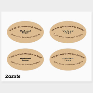 Business Tagline on Light Brown Oval Shape Sticker