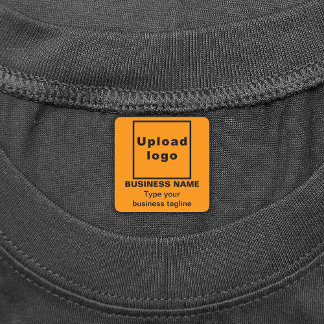 Business Tagline on Orange Square Iron On Label