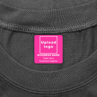 Business Tagline on Pink Square Iron On Label