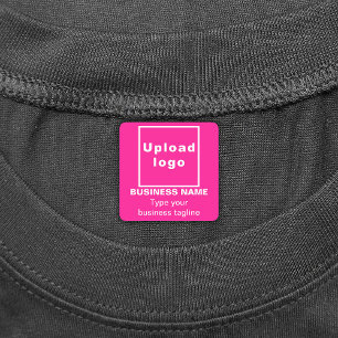 Business Tagline on Pink Square Iron On Label