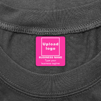 Business Tagline on Pink Square Iron On Label