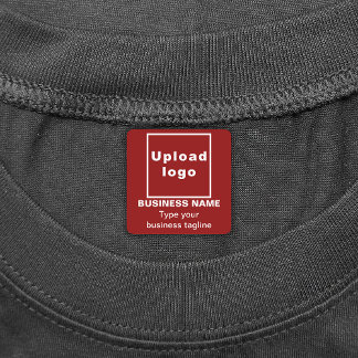 Business Tagline on Red Square Iron On Label