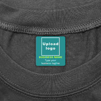 Business Tagline on Teal Green Square Iron On