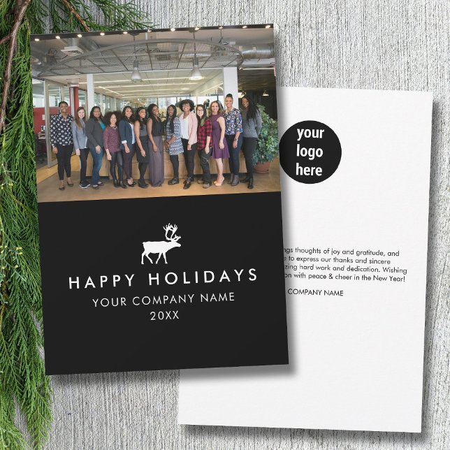 Business Team Photo Logo Photo Christmas Card (Business Team Photo Logo Photo Christmas Card)