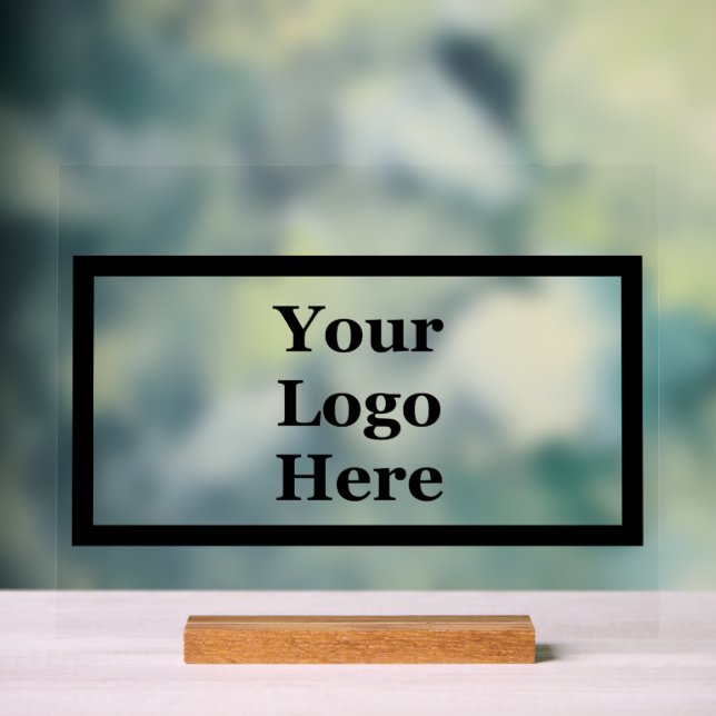 Business Template Black Border Your Logo Here Acrylic Sign (Neutral)