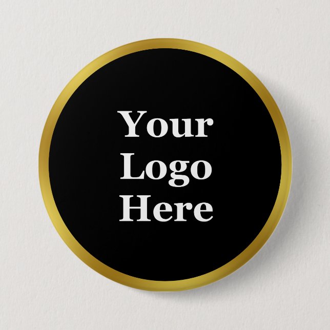 Business Template Black & Gold Your Logo Here 7.5 Cm Round Badge (Front)