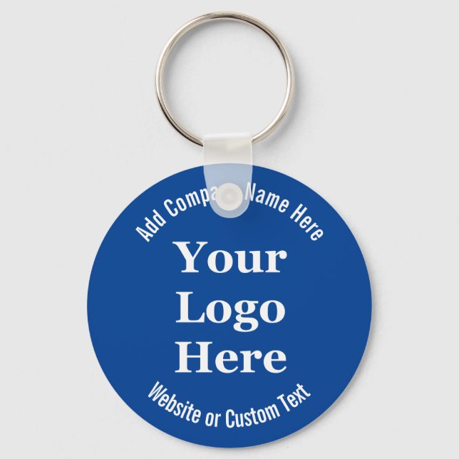 Business Template Blue White Text Your Logo Here  Key Ring (Front)